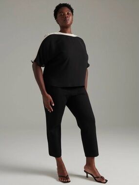 NEW Pari Passu Georgette Marni Black Short Sleeve Blouse Top Women's 20, $298